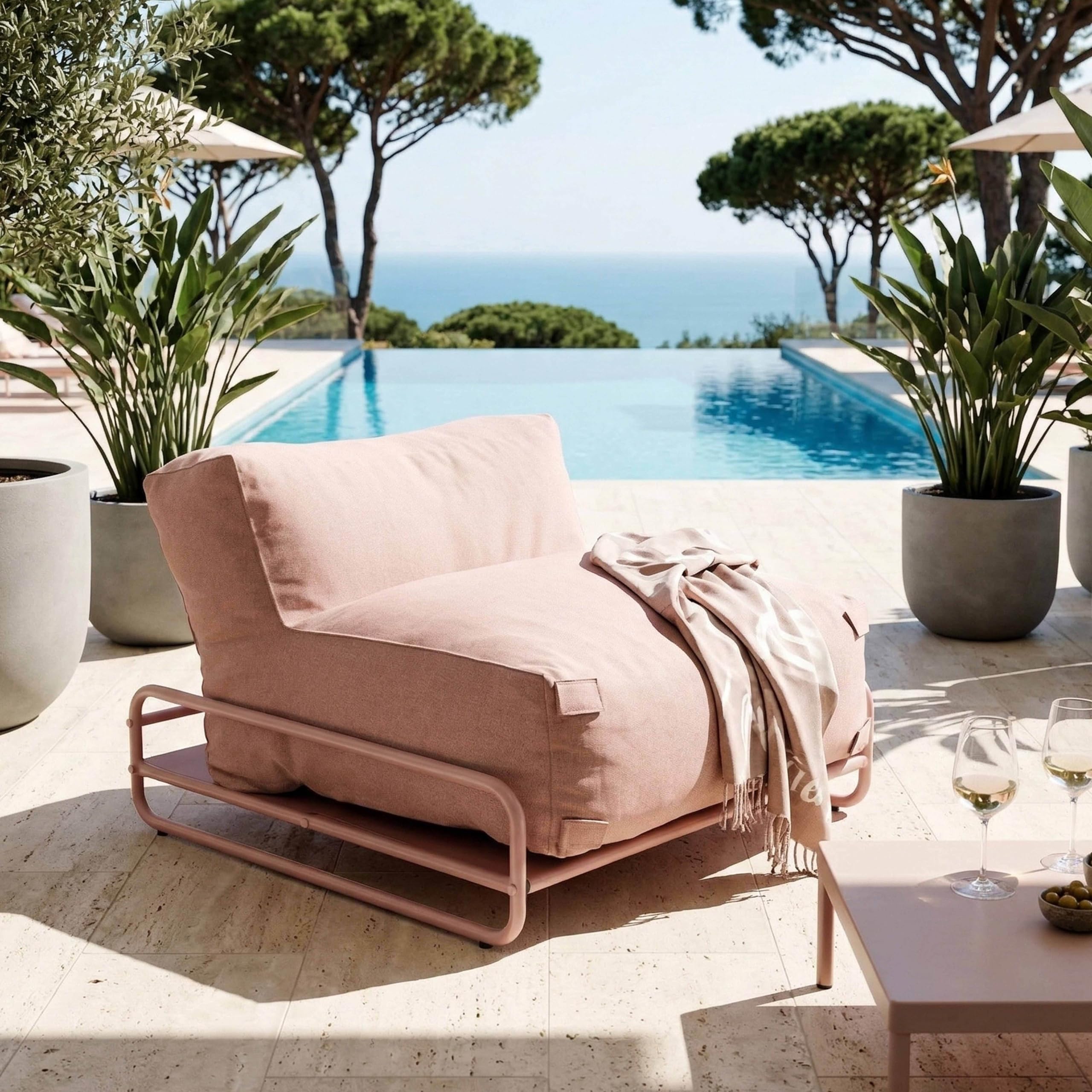 Oviala Mixi Sessel, modular, für Gartenmöbel, mit Struktur in Puderrosa