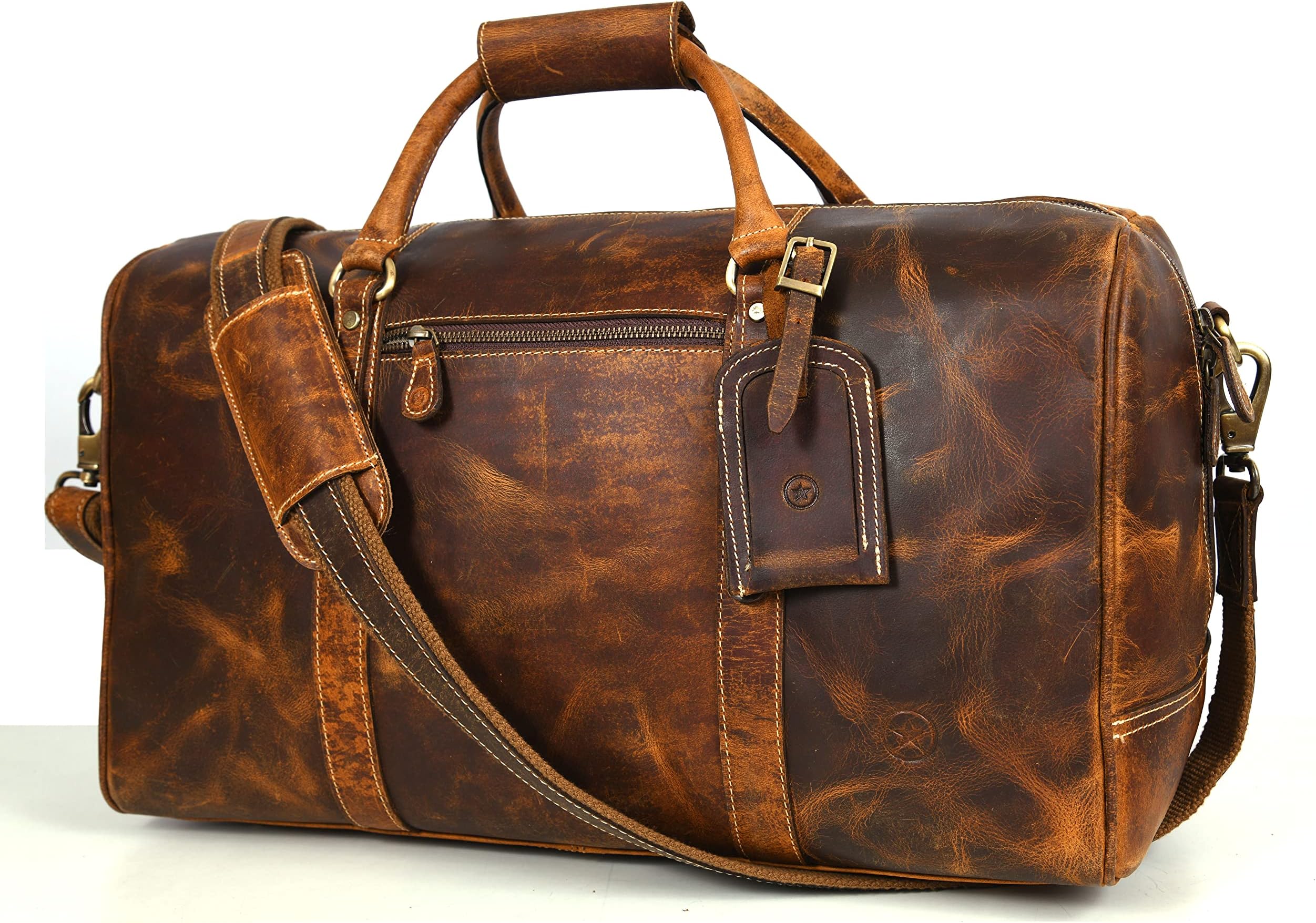 - Leather Travel Duffel Bag | Gym Sports Bag Airplane Luggage Carry-On Bag | Gift for Father's Day By Aaron Leather Goods