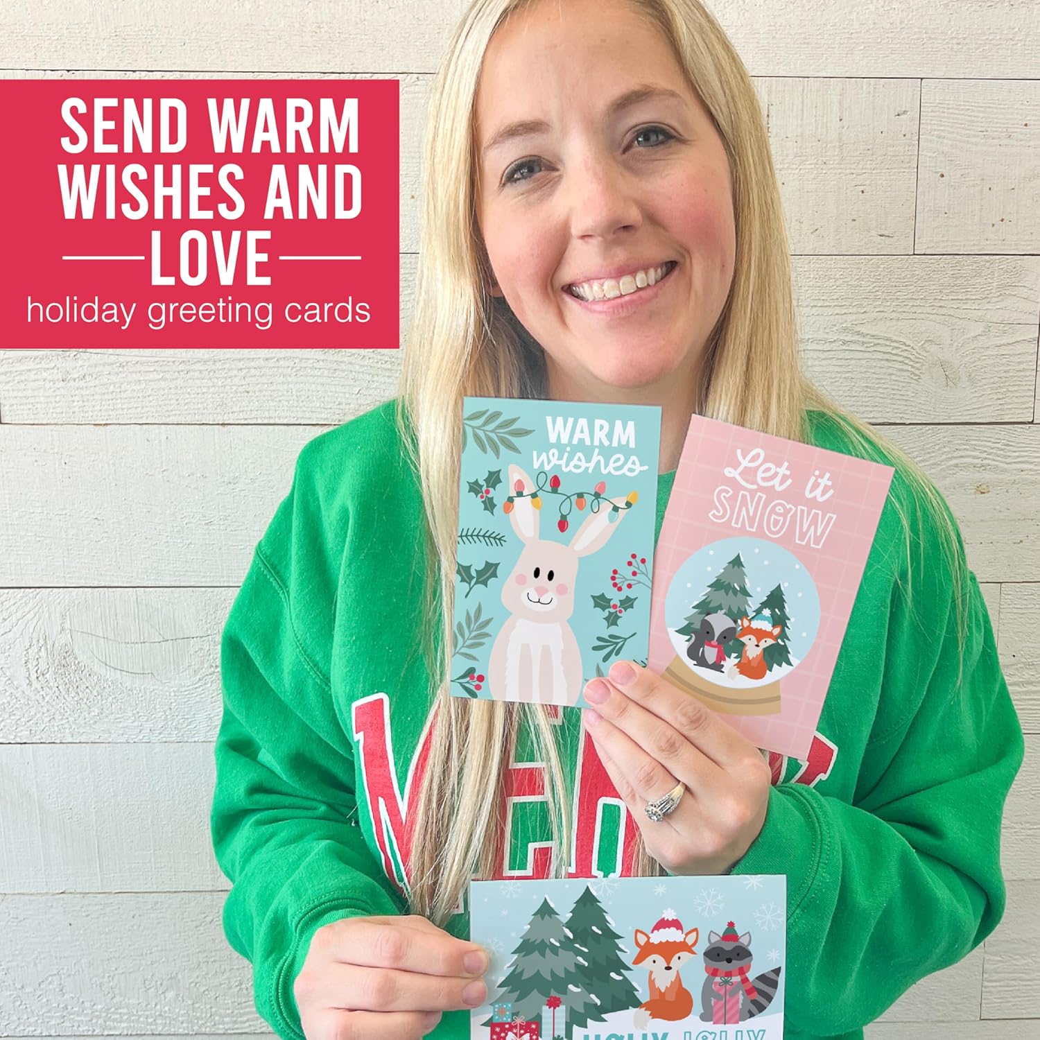 Hadley Designs Blank Christmas Cards With Envelopes - 24 Winter Holiday Cards With Envelopes, Business Happy Holidays Card Bulk, Woodland Seasons Greeting Card for Family & Friends, Designed in USA - Image 7