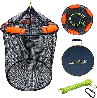Floating Fish Basket – Collapsible Fishing Net Cage for Live Fish – Heavy-Duty Fishing Net Baskets for Shore, Boat & Dock Fishing