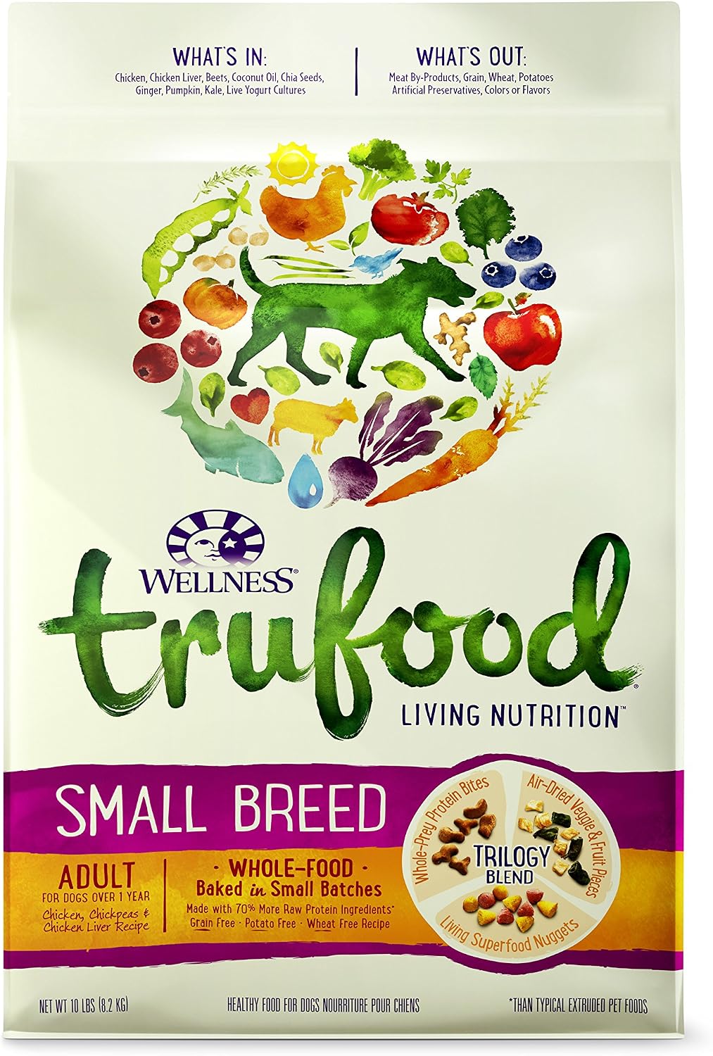 Wellness Trufood Baked Blends Natural Grain Free Dry Raw Small Breed Dog Food, Chicken, 10-Pound Bag