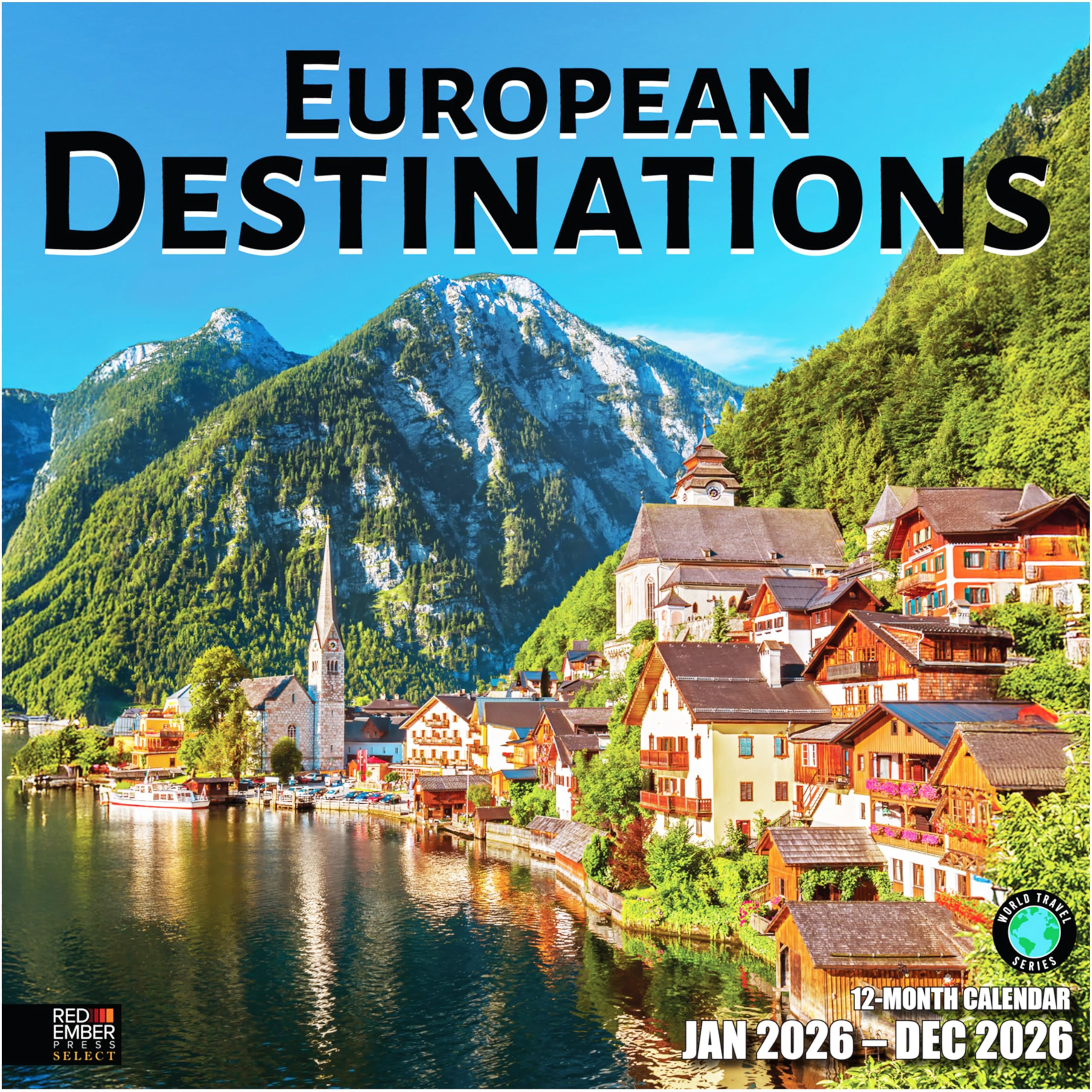 RED EMBER Select - European Destinations 2026 Wall Calendar 12 Month | 12" x 24" Open | Thick & Sturdy Paper | Giftable | Calendar 2026