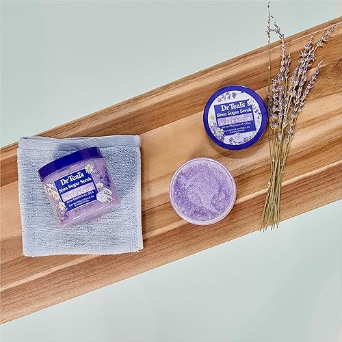 Miniatura 5 de Dr Teal's Exfoliante corporal de azúcar de karité, melatonina con aceites esenciales, 19 onzas (paquete de 3)