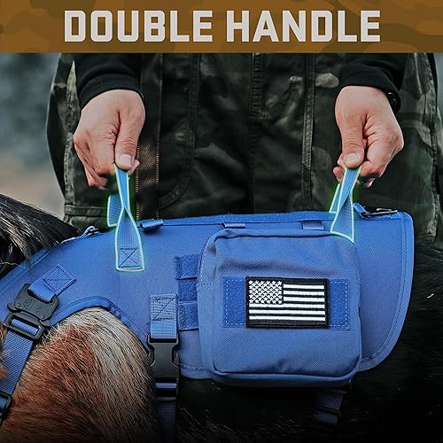 Miniatura 55 de Forestpaw Arnés para perro de tamaño mediano, arnés táctico para perro con asa, chaleco de servicio militar sin tirones con bolsillos ajustables