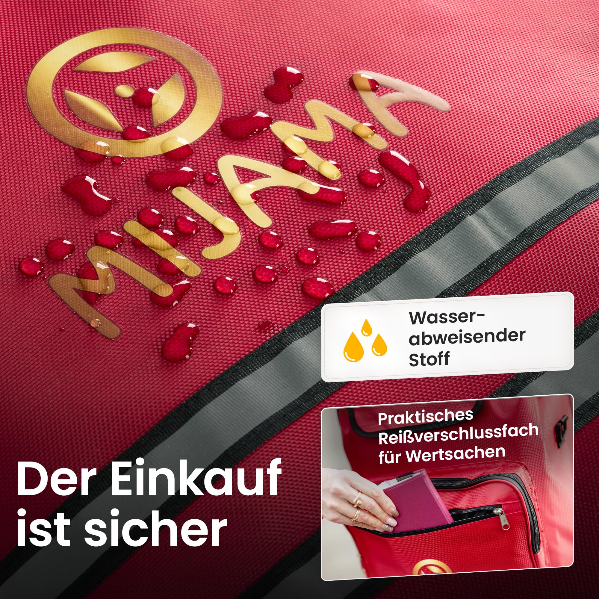 XXL Einkaufstrolley klappbar mit großen Lufträdern bis 45 kg – großer Faltbarer Einkaufswagen mit Kühlfach – stabile Einkaufshilfe für schwere Einkäufe mit extra großem Stauraum (Rot)