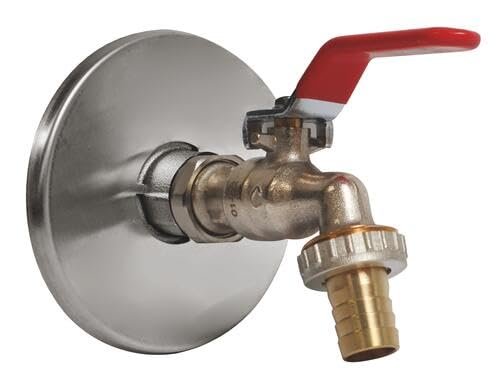 SOMATHERM FOR YOU - Kit with adjustable ball valve 15/21-20/27 + wall bracket with rosette made of chrome-plated brass - flat handle - male thread 1/2" (15/21) - output 3/4" (20/27) - Image 2