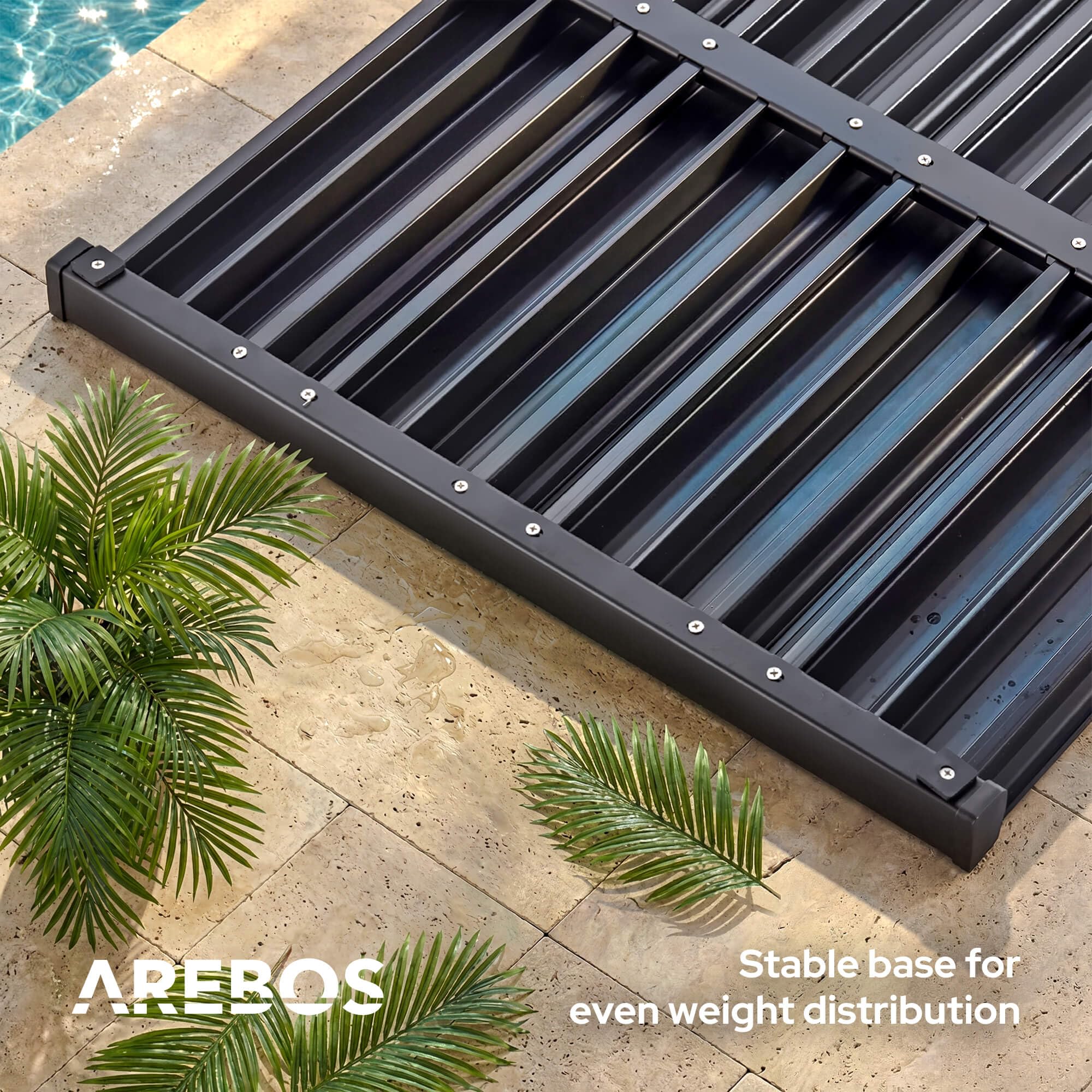 Arebos Elemento de suelo para ducha de jardín | antideslizante e impermeable | placa de suelo de PVC | compatible con tornillos | resistente a la intemperie y estable | ideal para ducha solar, terraza