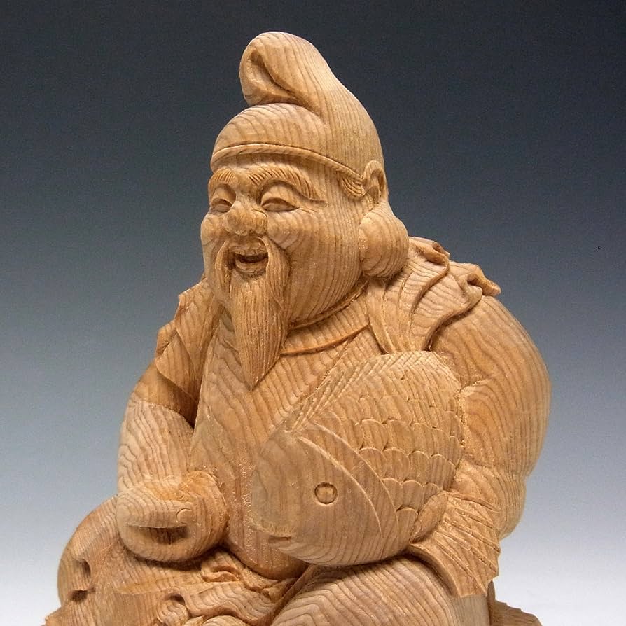 Amazon.co.jp: 楠 木彫り 恵比寿大黒 置物 16cm : ホーム＆キッチン