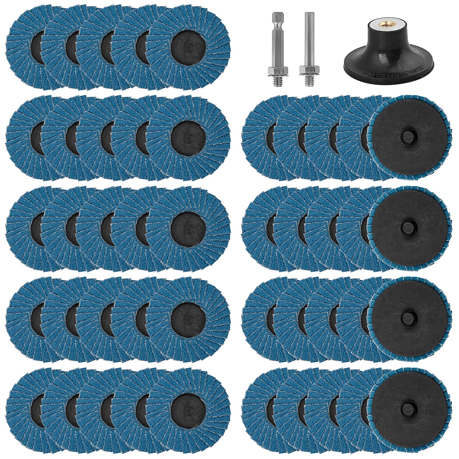 48 Stück Fächerscheiben 50 mm, 80 Körnung Quick Change Schleifscheiben für Druckluftschleifer mit 1/4 Zoll Schaft, Schleifpads und Schleifräder für Farbe- und Rostentfernung