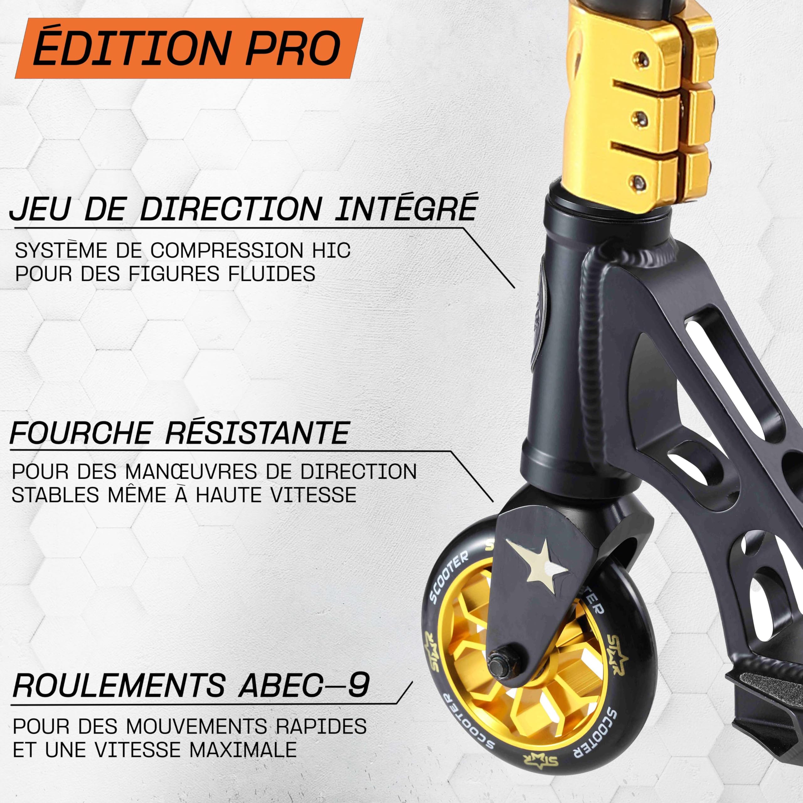 Star Scooter Stunt Scooter Professionnel Trottinette Freestyle Enfant de 8 Ans | Patinette 110mm Aluminium avec HIC pour Professionnels