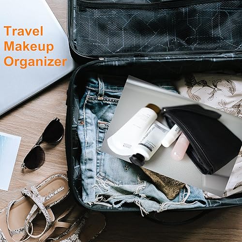 Miniatura 7 de Accesorios para bolso, bolsa de maquillaje negra, bolsa de maquillaje con cremallera, bolsa pequeña de 4.5 x 6.5 pulgadas, aprobada por estadios, no