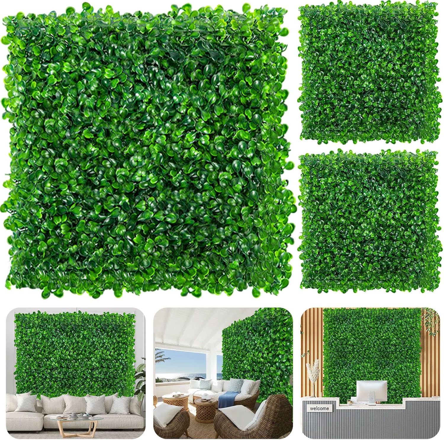 10PCS Grass Wall, 10"x10" Faux Hedge Panels, Greenery Wall Panel, Artificial Boxwood Panel, Grass Backdrop Panels for Outdoor Indoor Garden Yard Fence Backyard Decor