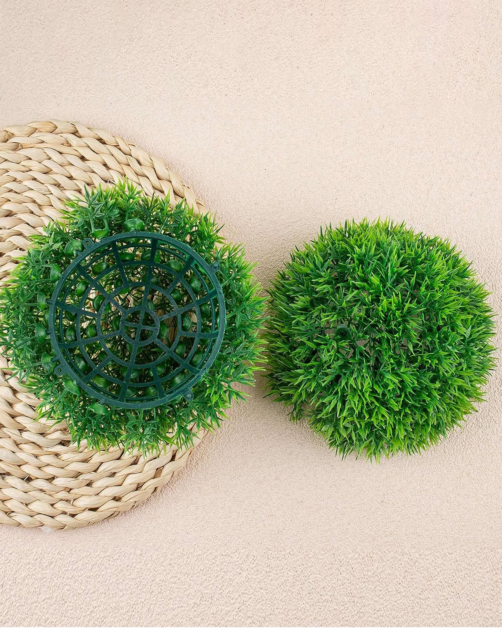 Homesake® Fake Plants for Bathroom/Home Office Decor, Small Artificial Faux Greenery for House Decoration Office, Boxwood, Set of 2 with Metal Pot (Trimming Ball with Pot 2 pcs) - Image 3 thumbnail
