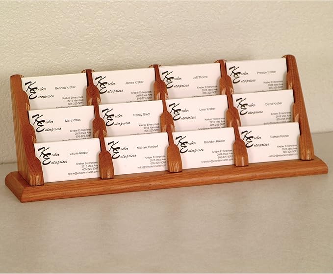 Amazon Com Dmd Countertop Business Card Holder 12 Pocket Card Display With Medium Oak Wood Finish Office Products