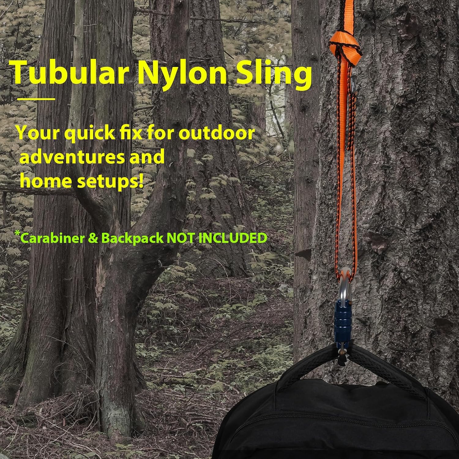 18MM Nylon Climbing Sling Runner - 23KN CE2008/EN566 Certified Outdoor Climbing Webbing for Rock Climbing, Rappelling, Mountaineering, Swing Gear, Outdoor Adventures & Emergency Anchoring