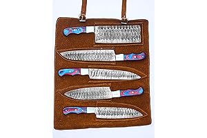 Beautiful Handmade Damascus Steel 5pcs Chef Knife Set with Leather Kit (OB-011)