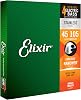 Elixir Strings Stainless Steel 4-String Bass Strings w NANOWEB Coating, Long Scale, LightMedium .045-.105