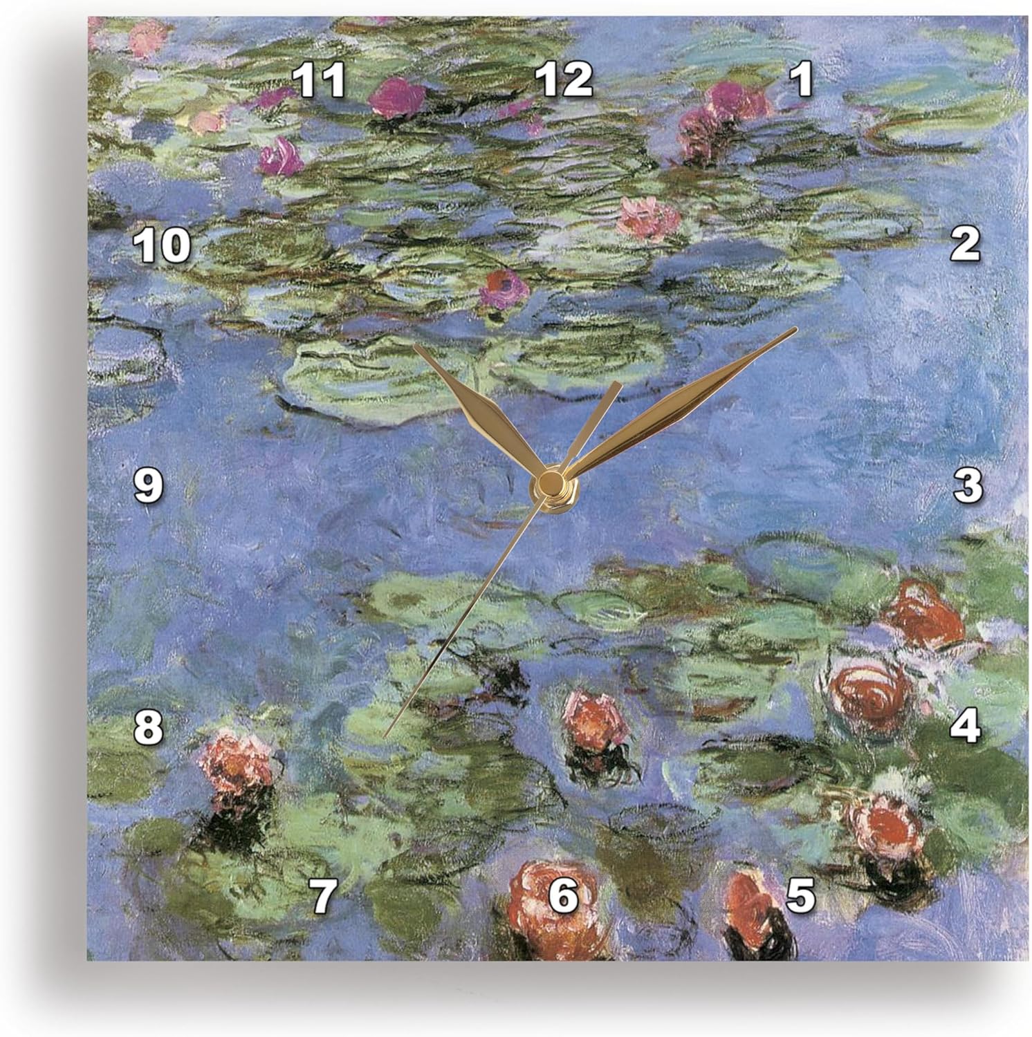 3dRose DPP_164644_2 Water Lilies Vintage Monet Wall Clock, 13 by 13-Inch