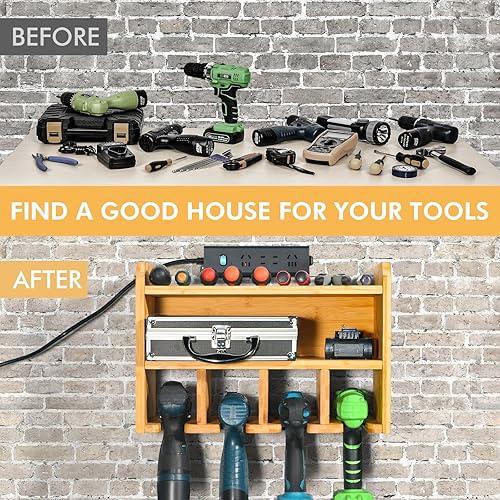 Miniatura 6 de XCSOURCE Organizador de almacenamiento de herramientas eléctricas, estación de carga de taladro, soporte de taladro montado en la pared, estante de