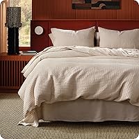 Vista 17 de Bedsure - Funda de edredón de algodón tamaño king - 100% algodón con tejido en rombos, color lino. Funda de edredón suave y transpirable GentleSoft™