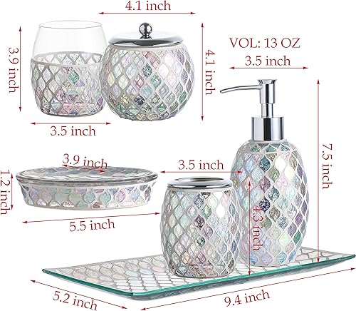 Miniatura 2 de KMWARES Conjunto de accesorios de baño de vidrio mosaico decorativo (KM-21)