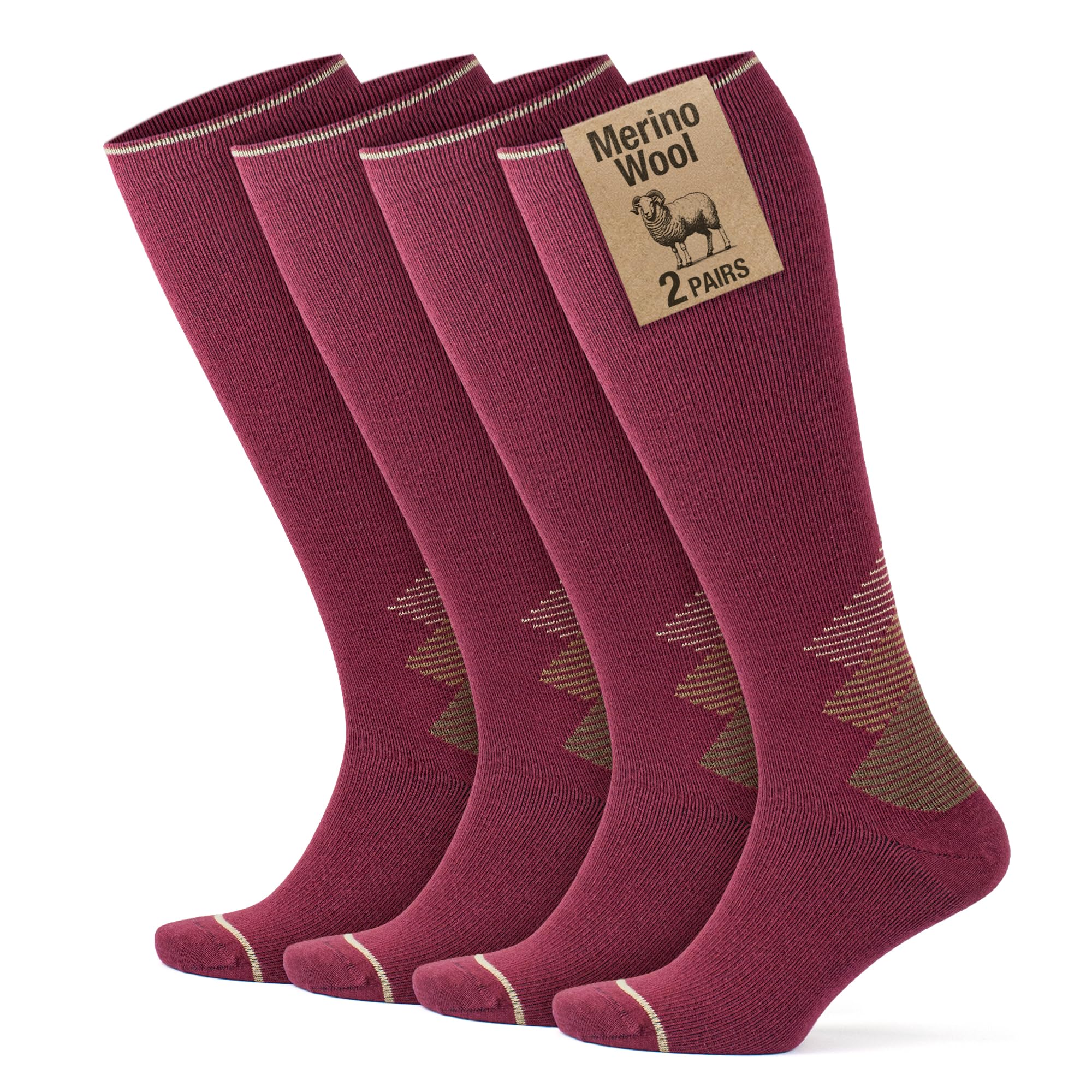 GoWith Calcetines de compresión de lana merina, calcetines térmicos de viaje de 15-20 mmHg, calcetines acolchados hasta la rodilla para hombres y mujeres