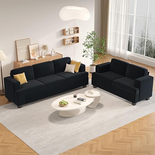 Miniatura 3 de Apicizon Sofá Loveseat Moderno con Sofá Cama de 89", Sofá de Pana de 2 Piezas para Sala de Estar, Sofás Modernos para Salón de Apartamentos, Gris
