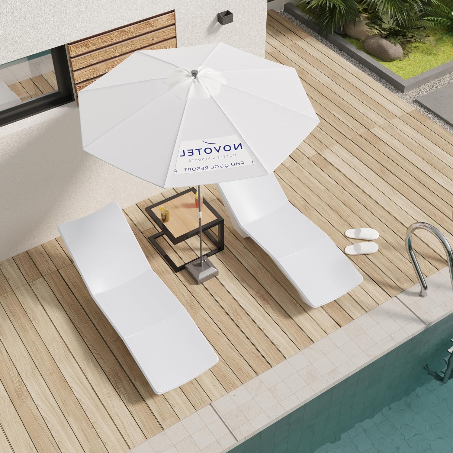 Pool Lounge Chairs Set of 2, in-Pool Chaise Lounger – Shelves Up to 9 Inches Deep, Aqua Outdoors, Poolside, Sun Deck Tanning (2)