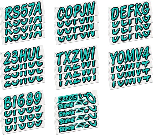 Miniatura 4 de Whipline - Calcomanías de identificación alfanuméricas, adhesivos de números de registro para barcos y embarcaciones personales, color verde