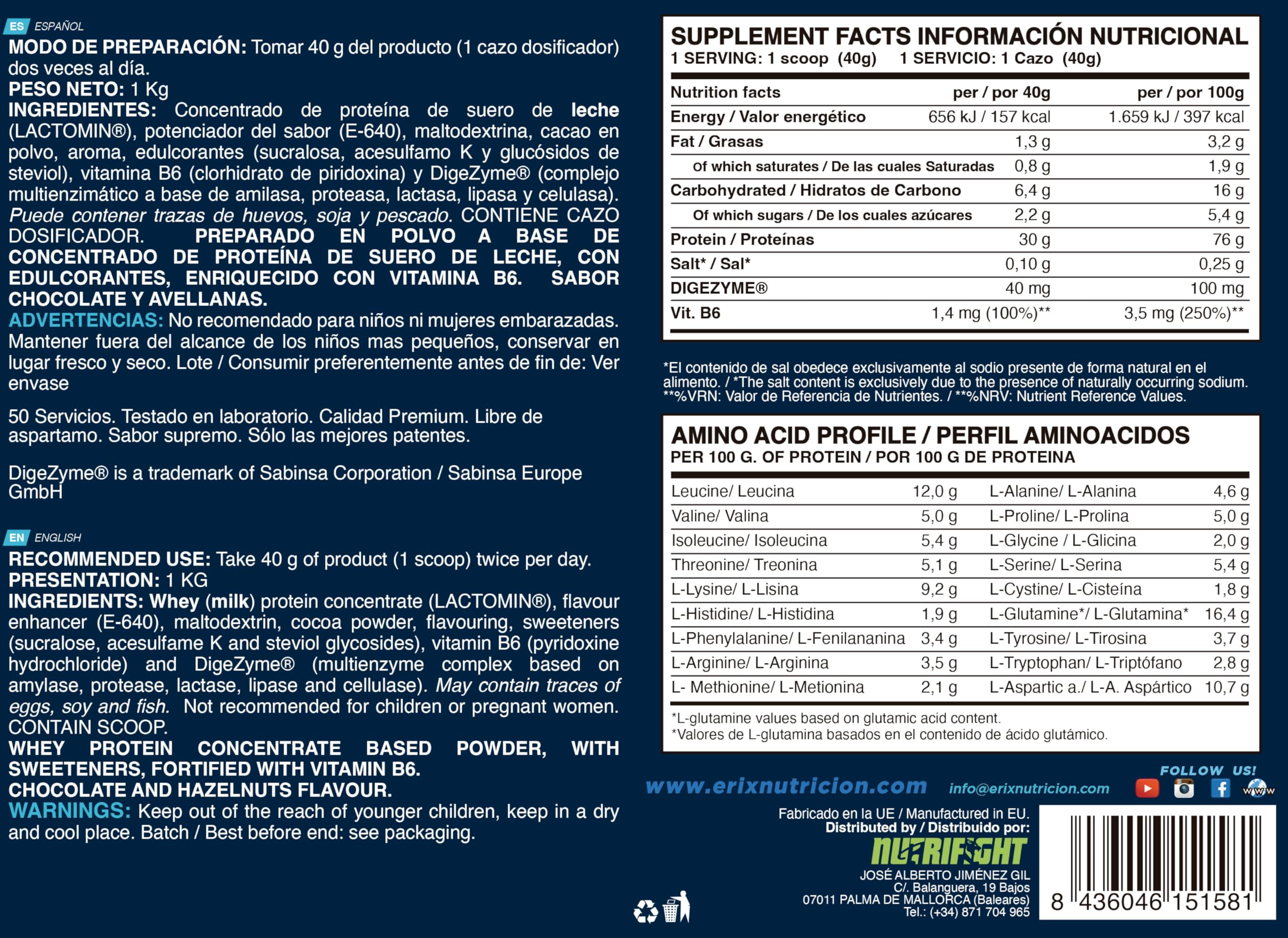 ERIX Nutrición Pack Musculación Whey Ultimate Plus 2Kg+ Creatina Creapure Neutra 300g+ Shaker, Proteína Suero de Leche para Rendimiento Deportivo y Volumen Muscular (Bombón hazelnut)