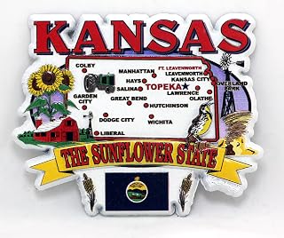 Kansas State Elements Map Fridge Collectible Souvenir Magnet JKS
