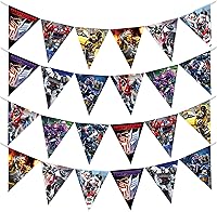 Vista 1 de Paquete de 2 banderines de cumpleaños con licencia oficial de Transformers, suministros para fiestas de Transformers