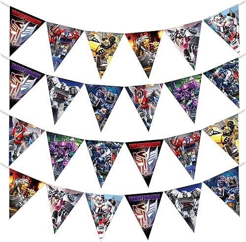 Paquete de 2 banderines de cumpleaños con licencia oficial de Transformers, suministros para fiestas de Transformers