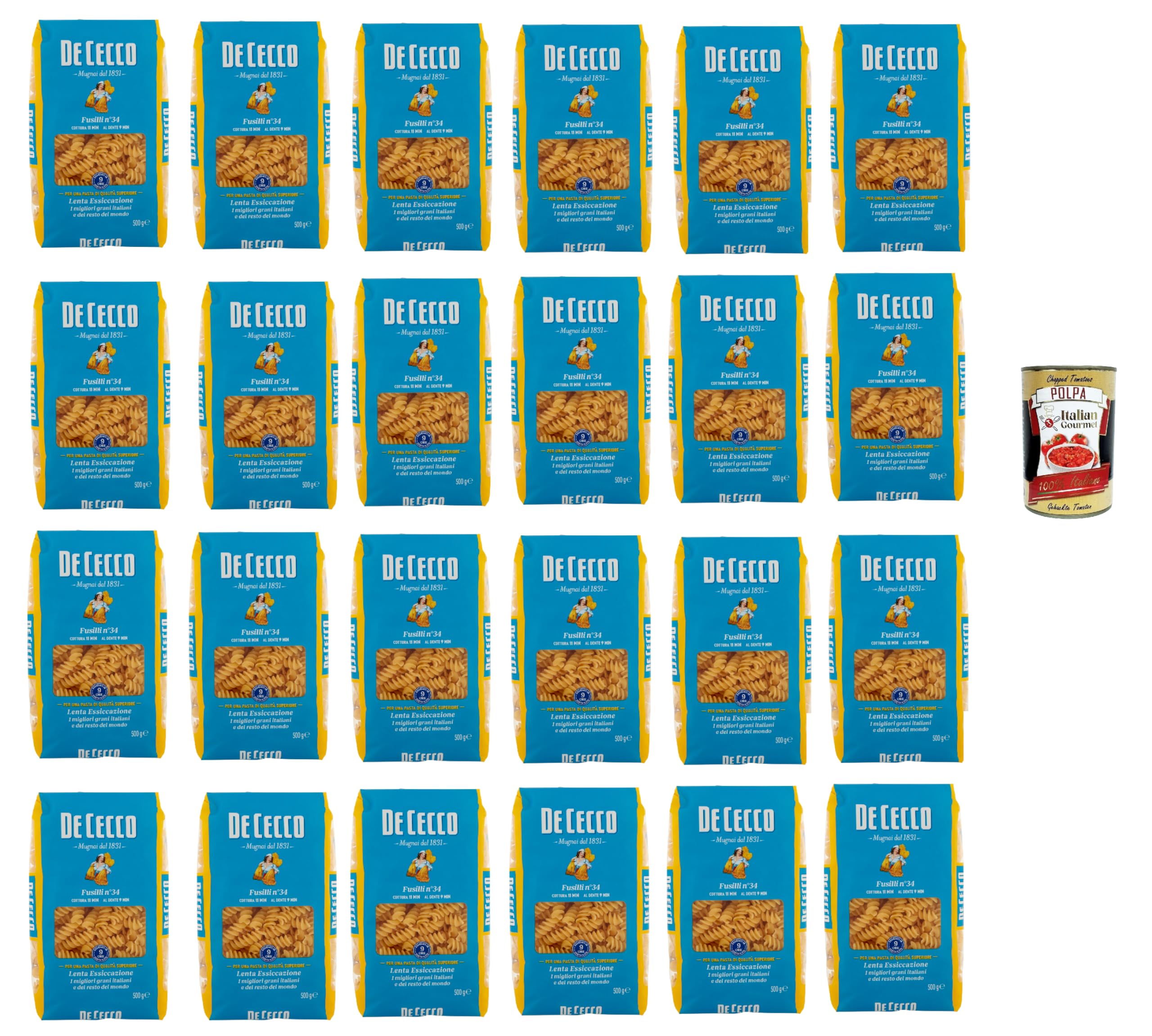 Italian Gourmet Pasta Fusilli N°34 italienische Nudeln Hartweizen 24 x 500g