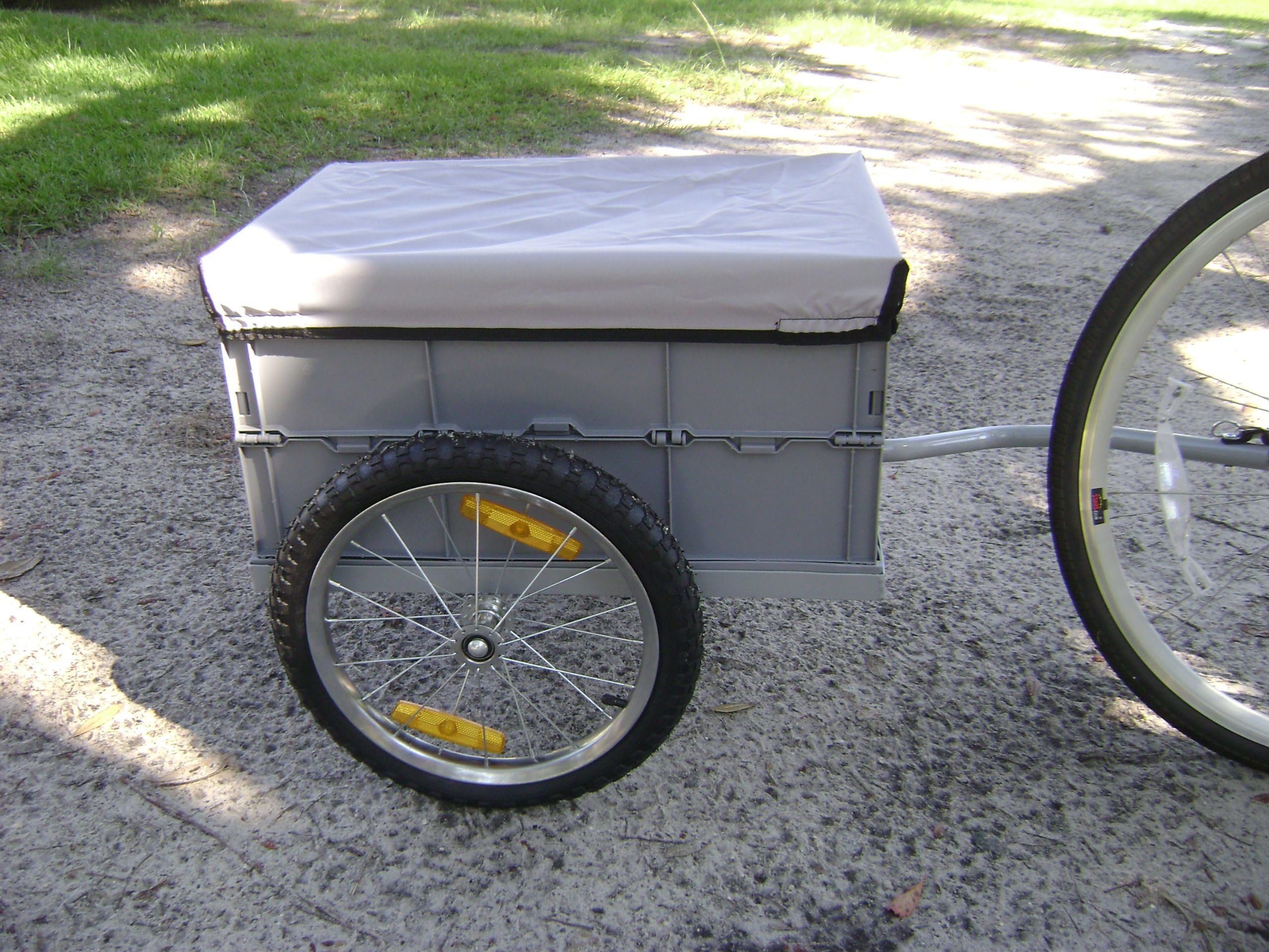 Cargo Bicycle Trailer Gray with Removable Plastic Bin