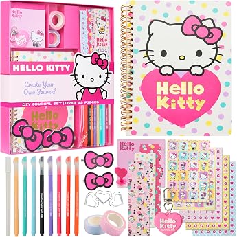 مجموعة دفاتر ملاحظات Hello Kitty للبنات، كتاب فارغ يمكنك صنعه بنفسك مع ملصقات وأقلام وإكسسوارات حرفية وهدايا للفتيات والمراهقات