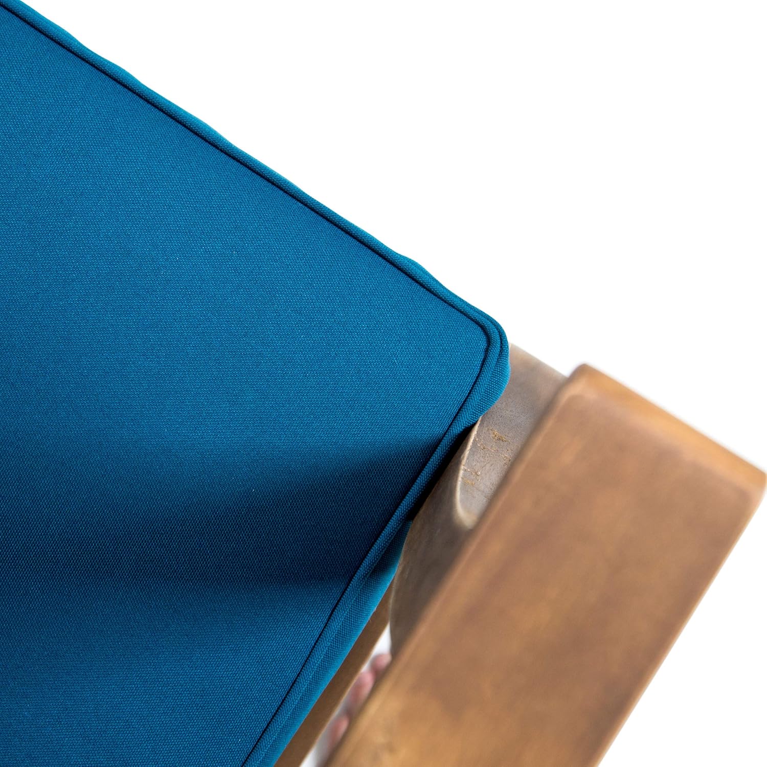 Christopher Knight Home Perla Outdoor Acacia Wood Club Chairs with Water Resistant Cushions (Set of 4), 4-Pcs Set, Teak Finish/Blue