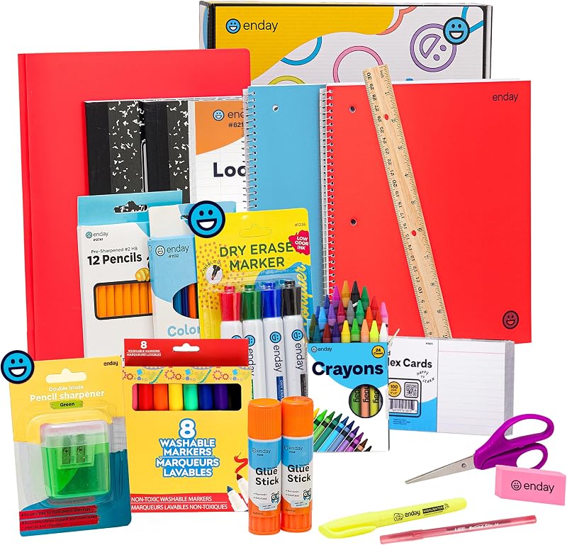 Enday 2nd and 3rd Grade School Supplies Kit - 74 Piece Back to School Supplies Kit, Premium Quality Kids School Supplies for Girls & Boys, Second & Third Grade Elementary School Supplies for Kids