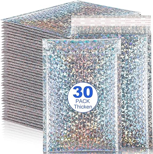 Miniatura 9 de 30 sobres holográficos de burbujas, sobres metálicos de burbujas de 11 x 7 pulgadas, sobres acolchados de poliéster, bolsas de envío impermeables