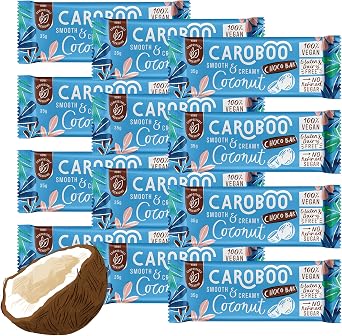 Caroboo   Creamy Coconut Choco Bar | Vegan Carob Choco - Chocolate Alternative | 12 x 35g Choco Bar