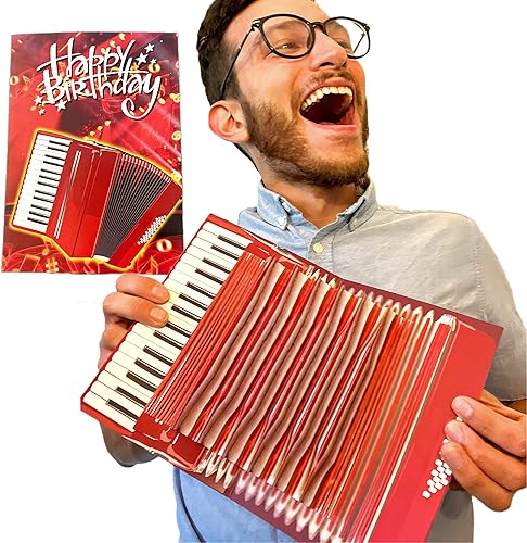 Tarjeta de cumpleaños de acordeón interactiva AbiertoCerca para tocar "Happy Birthday" Regalos de música para hombres, regalos para músicos,