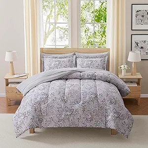 Paisley Comforter Set Queen with Sheets Bed in a Bag – Deep Pocket Fitted Sheet with Elastic Corners, Cozy Comforter, Pillowcases & Shams – Soft Microfiber All Season Bedding – Machine Washable