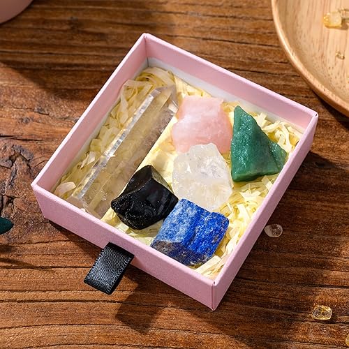 Miniatura 5 de Runyangshi Torre de cristal de cuarzo transparente natural de 3 pulgadas con 5 piedras crudas de cristal áspero para terapia de meditación de