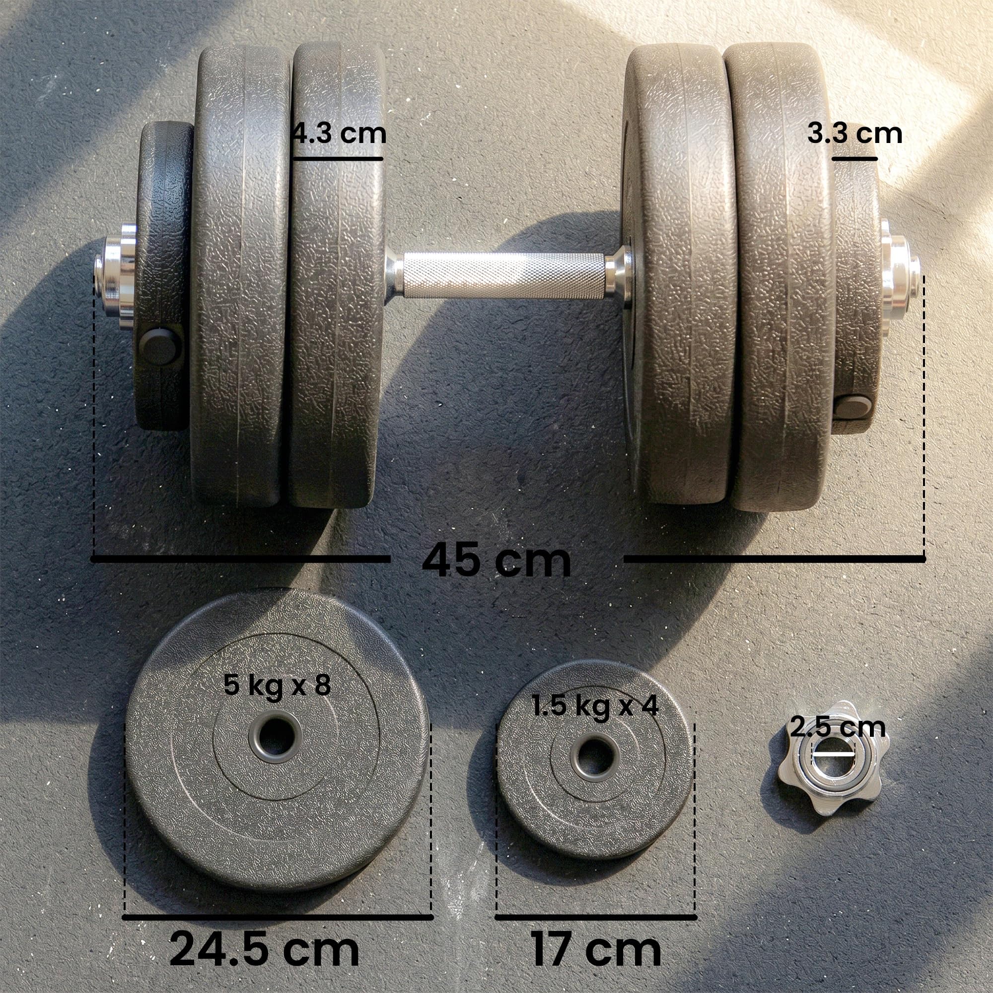 HOMCOM Set di Manubri Palestra Regolabili 2x25kg, Coppia Manubri Regolabili Salvaspazio con Impugnatura Antiscivolo, Allenamento Fitness Casa, Nero