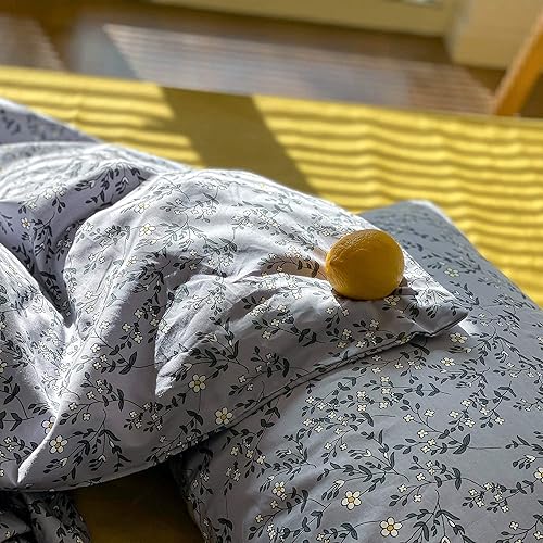 Miniatura 39 de HoneiLife - Juego de funda de edredón floral 100% algodón, 3 piezas, botánica, ropa de cama con cierre de cremallera y lazos en las esquinas