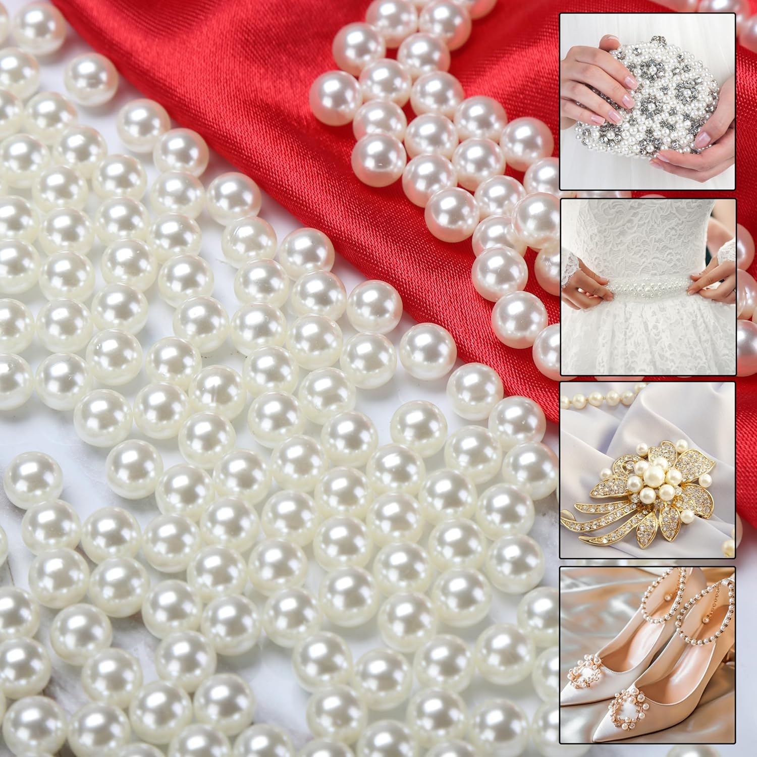 Vase Filler Pearls, 980 Pcs No Hole Pearl Vase Beads, Plastic Fake Pearl for Crafting, Pearls for Makeup Brush Holder Beads, Tabble Scatter, Vase Decor, Wedding Birthday Party (Ivory, 8mm) - Image 6