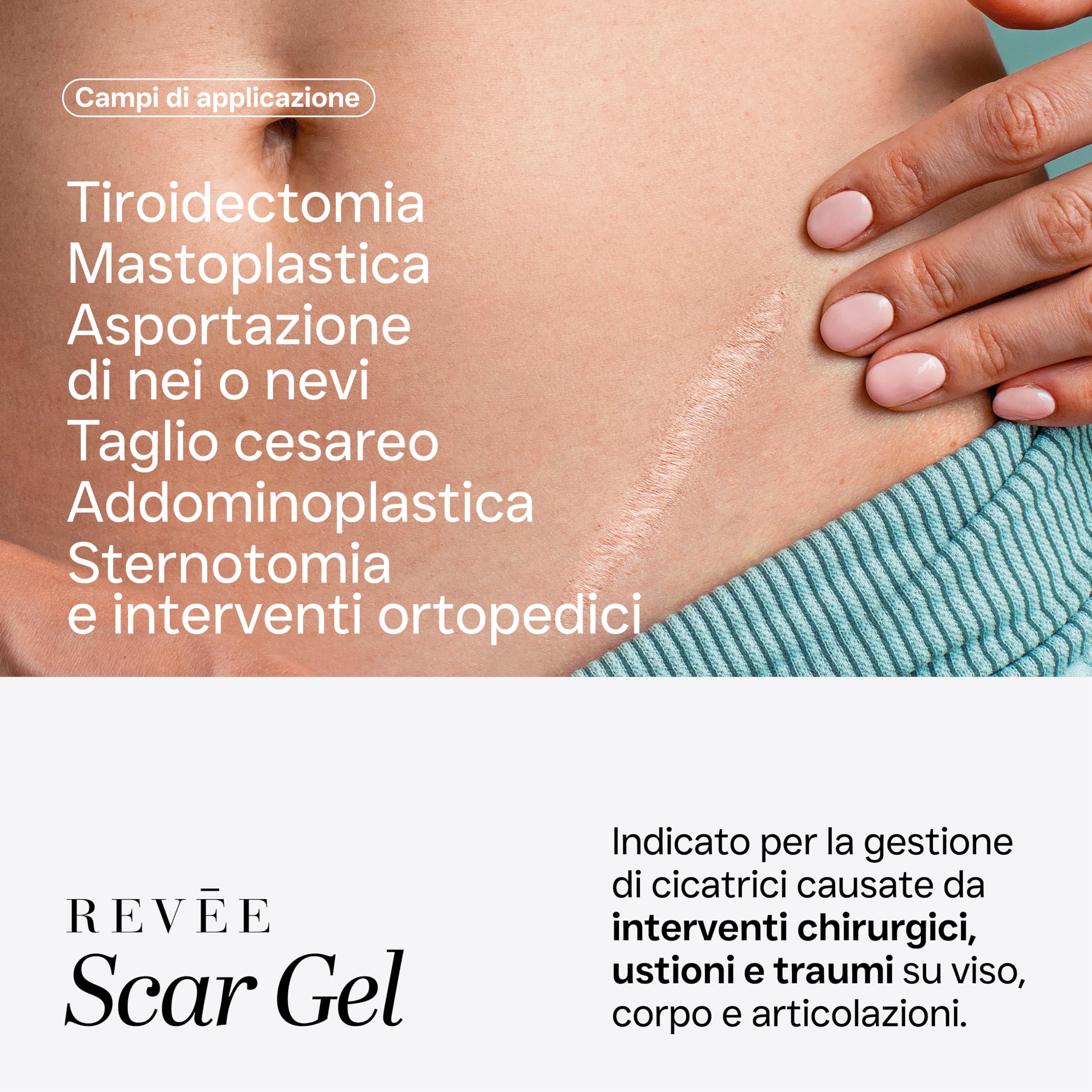 REVÉE Scar Gel 10g Crema Cicatrici Chirurgiche - 100% Silicone, Gel Topico per Cicatrici, Crema Cicatrizzante Ferite