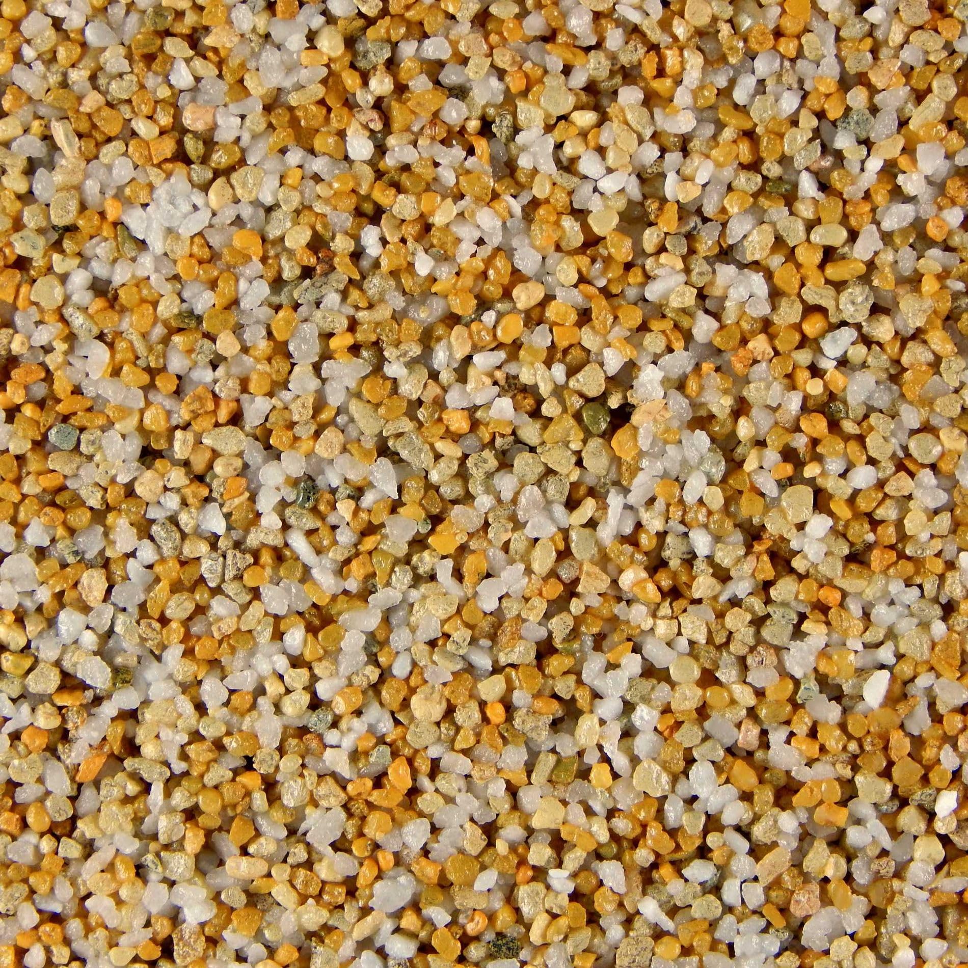 Terralith Buntsteinputz 14kg in gelb-beige, Sockelputz für Innen und Außen mit Reinacrylat Bindemittel aus Naturstein, 1-2mm Körnung (BSP12)