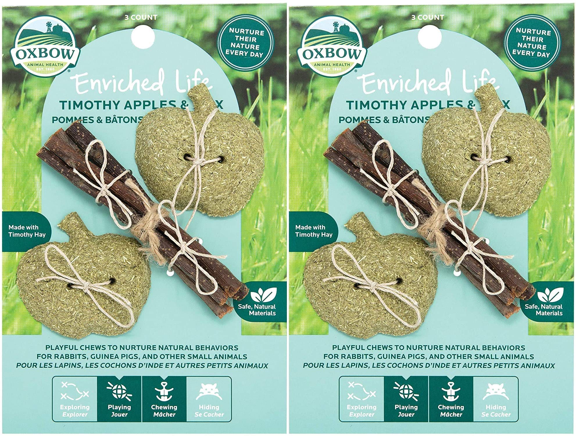 Oxbow Animal Health 2 Pack of Enriched Life Timothy Apples and Stix Small Pet Chews