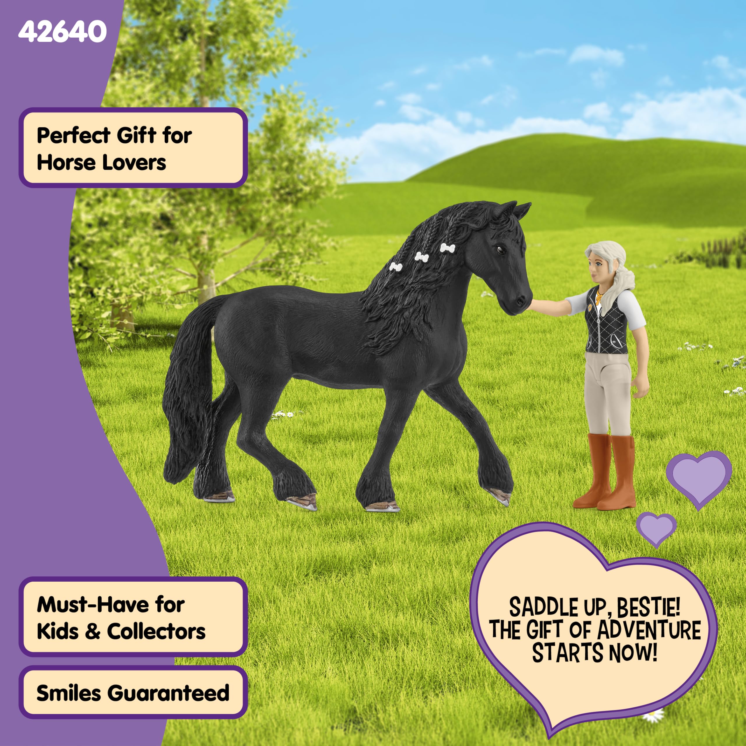 schleich HORSE CLUB | Tori & Princess 42640 | Ruchoma figurka dziewczynki z koniem, siodłem, uzdą & czaprakiem | Realistyczny zestaw jeździecki | Prezent dla dzieci | Zabawka od 5 lat | 11 elementów